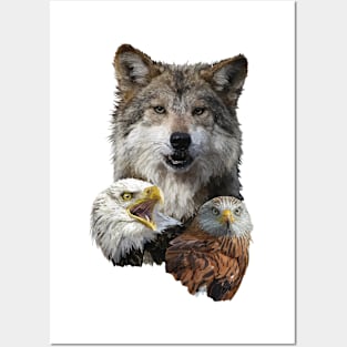 Wolf and raptors Posters and Art